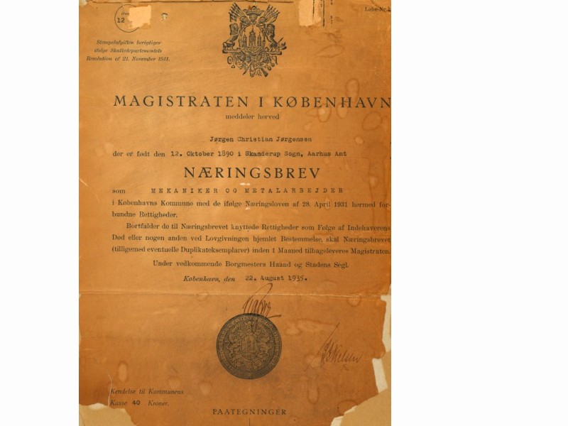 Næringsbrev fra
  1921